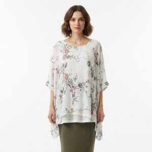 Elena Baldi White Floral Top & Tank Set L